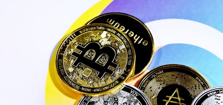 a pile of bitcoins sitting on top of each other